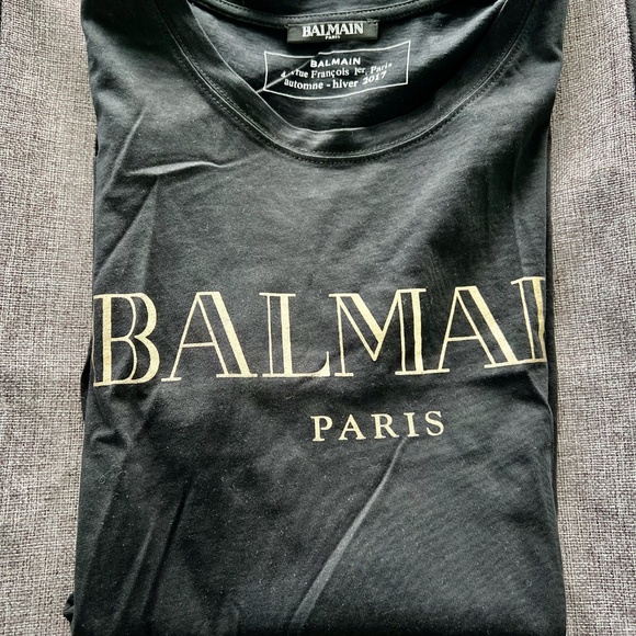 Classic Balmain Black and Gold 100% Cotton Tee - Picture 2 of 4